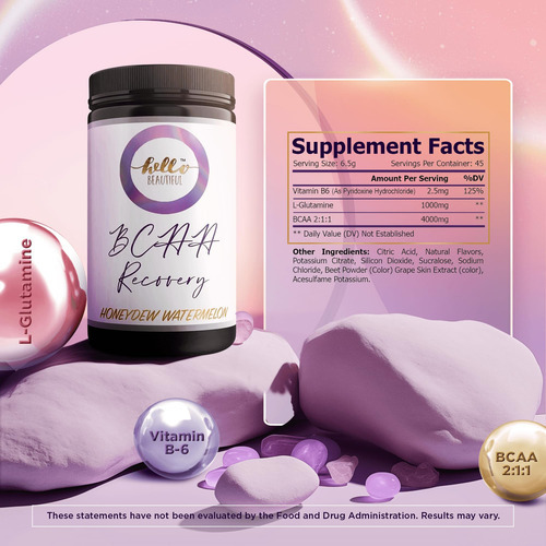 Hello Beautiful Bcaa Recovery Powder - Vitamina B-66 L-gluta - Imagem 4