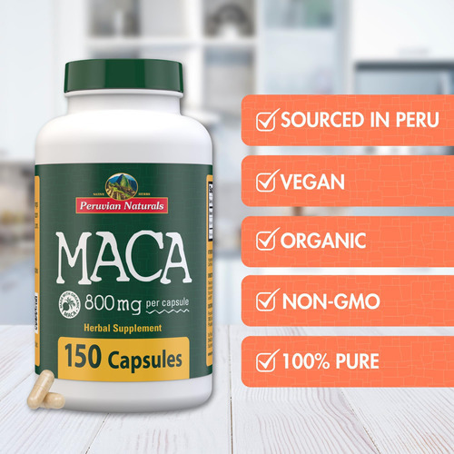 Cápsulas De Raiz De Maca Orgânica Peruvian Naturals Para Hom - Imagem 4