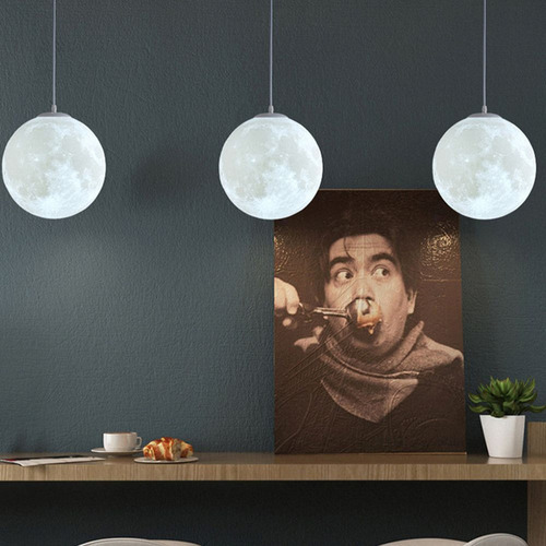Candeeiro Suspenso De Estilo Moderno Com Design De Lua Impre - Imagem 2