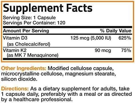 Bronson Vitamina K2 (mk7) Com Suplemento D3 Fórmula Non-gmo - Imagem 8