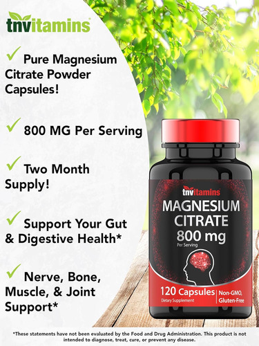 Citrato De Magnésio 800 Mg - 120 Cápsulas | Suprimento De Do - Imagem 3