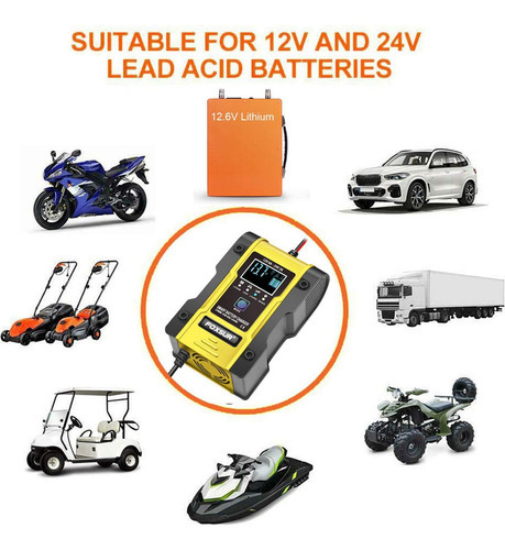 Carregador De Bateria De Carro Foxsur 12v/24v Bateria De Lít - Imagem 3