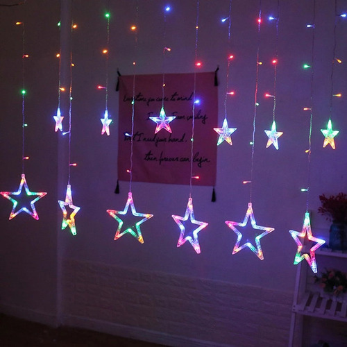 Cortinas Com Luzes Led Decorativas, Estrelas Luzes De Natal - Imagem 8
