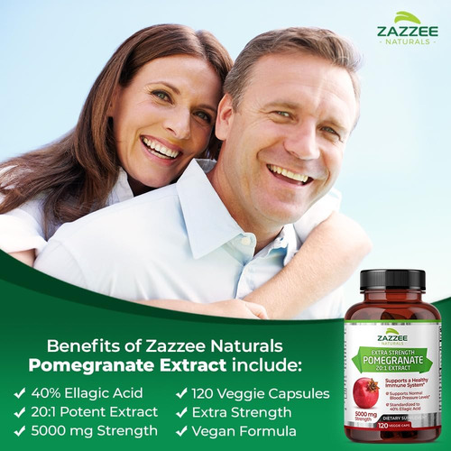 Extrato De Romã De Força Extra Zazzee 20: 1, 5000 Mg De Forç - Imagem 2