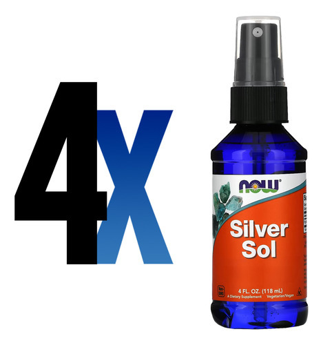 Silver Sol Líquido 50mcg Now Foods 118ml Importado 4un - Imagem 2
