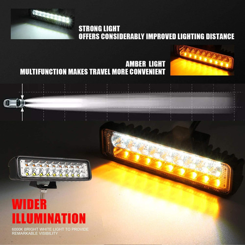 2 Faróis, 18 Barras De Led 54w Strobe 6000k Para Moto 4x4 Su - Imagem 4