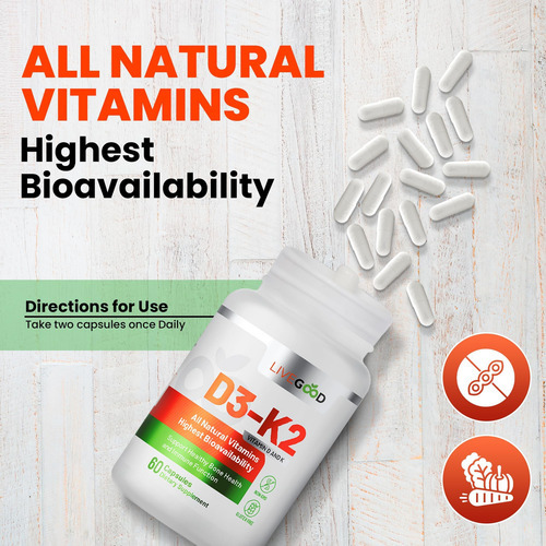 Livegood Vitamina D3 + K2 Suporte Totalmente Natural Para O - Imagem 4
