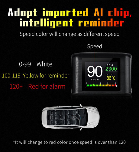 Aviso Digital De Velocidade De Temperatura Obd2 P10 Hud - Imagem 6