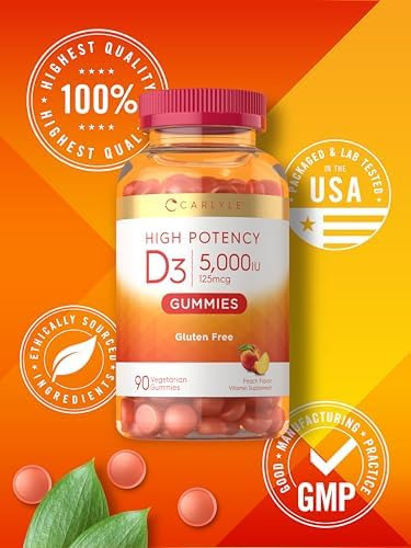 Gomas Carlyle Vitamina D3 | 5.000 Ui | 90 Contagem | Goma Co - Imagem 6