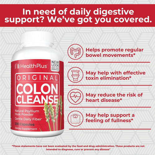 Health Plus Colon Cleanse Digestive Suporte | Toda Fibra Diá - Imagem 3