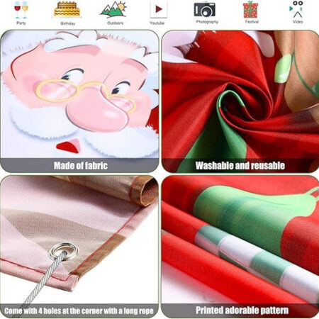 Decorações De Capa De Porta De Natal Banner De Porta De Papa - Imagem 12