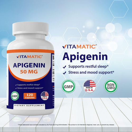 Vitamatic Apigenina 50mg 120 Cápsulas Vegetarianas - Imagem 3