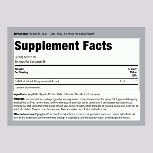 Suplemento Fo-ti Da Piting Rock | 4 Fl Oz | Extrato Líquido - Imagem 2