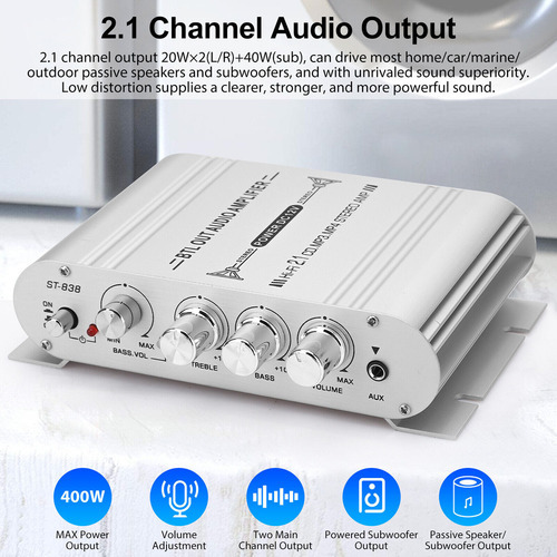- Amplificador Estéreo De Áudio Automotivo 12v 400w - Imagem 2