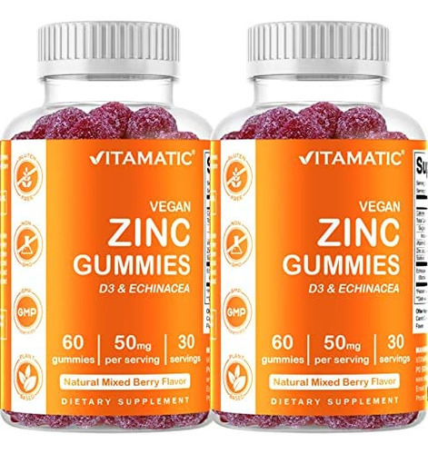 Pacote 2 - Gomas Vitamatic Zinc 50 Mg - 60 Gomas Veganas -