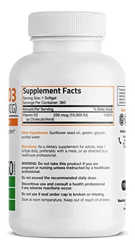 Bronson Vitamina D3 10.000 Ui (250 Mcg) Potência - Suporta S - Imagem 2
