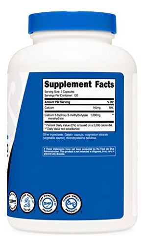 Suplemento Nutricost Hmb (beta-hidroxi Beta-metilbutirato) - Imagem 4