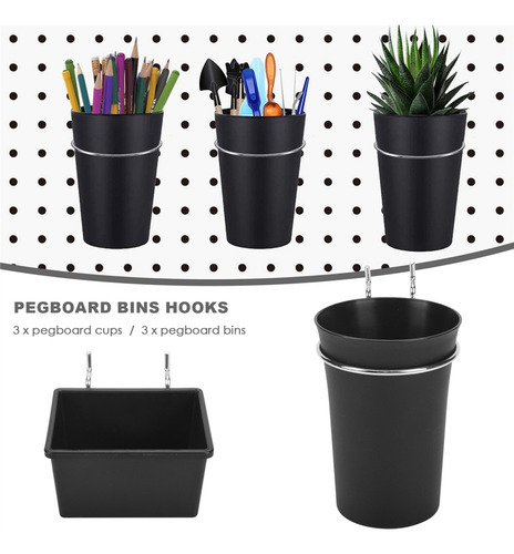 6 Conjuntos De Caixas Pegboard, Copos Pegboard Com Ganchos, - Imagem 3