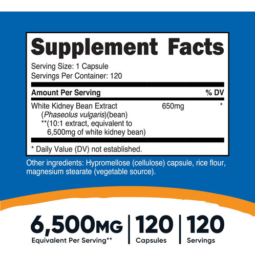 Suplemento Nutricost White Kidney Beans Em Cápsulas 6500mg 1 - Imagem 3
