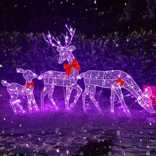 3pcs Flashes De Enfeite De Natal De Jardim Led De Renas - Imagem 6