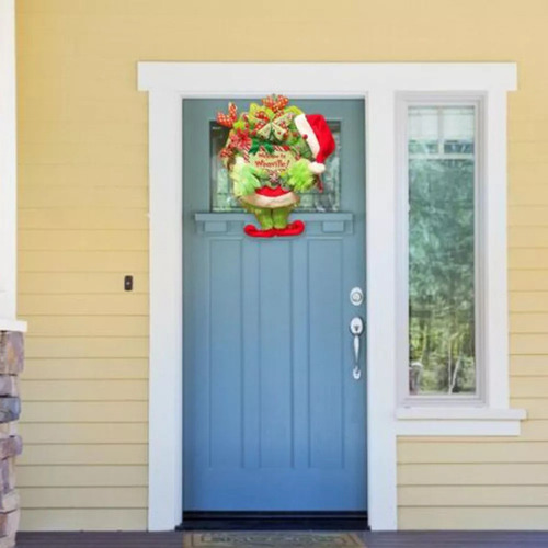 Guirlanda De Natal Grinch, Decoração De Grinalda De Porta De - Imagem 8