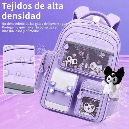 Novo Mochila Escolar Primária Sanrio Kuromi Para Meninas, 1 - Imagem 6
