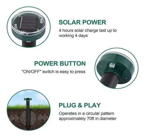Repelente Espanta Cobra Escorpião Solar Ultrassônico 4pcs* - Imagem 3