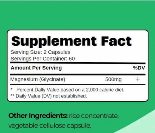 Glicinato De Magnésio 500mg, Absorção Máxima, 120 Cápsulas V - Imagem 2