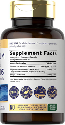 Carlyle Magnésio Zinco E Vitamina D3 | 90 Cápsulas | Fórmula - Imagem 2