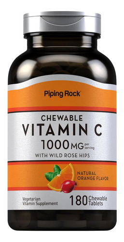 Piping Rock Vitamina C Mastigável 1000mg | 180 Comprimidos |