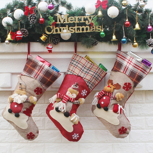 3pcs Adorável Natal Meias Lareira Árvore Decoração - Imagem 2