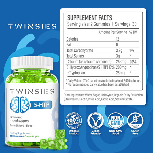 Goms De 5-htp De 5-htp 200mg Com Suplemento L-triptofano Par - Imagem 3