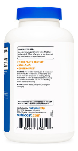 Suplemento Nutricost L-arginina 1000 Mg Comprimidos (150 Com - Imagem 4