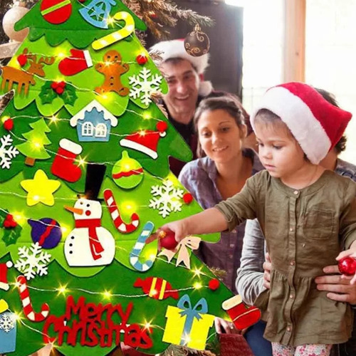 Decoração De Parede De Árvore De Natal De Feltro Diy Com Luz - Imagem 5