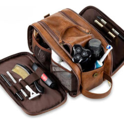 Bolsa De Higiene Pessoal Masculina Couro Pu Com Bolsa Úmida