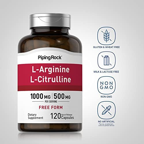 Piping Rock Complexo L-arginina L-citrulina 1000mg | 120 Cáp - Imagem 3