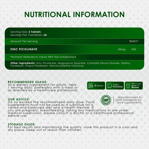 Picolinato De Zinco Ambrosial 30mg Comprimidos Pacote De 1-1 - Imagem 5