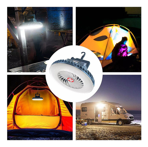 Ventilador Recarregável Barraca Viagem Led Lanterna Portátil - Imagem 10