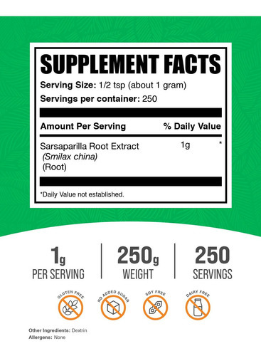Suplemento Bulksupplements.com Extrato De Raiz De Salsaparri - Imagem 2