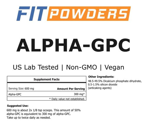 Pó Fitpowders Alpha-gpc 125 Gramas De Colina, Não Ogm, Vega - Imagem 2