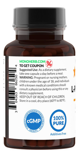 Monoherb L-fenilalanina 500 Mg Por Cápsula - 90 Cápsulas Veg - Imagem 2