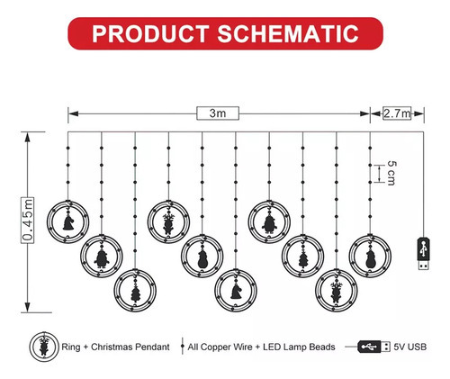 3metro Led Holiday Light Decoração De Natal Lâmpada Usb - Imagem 3