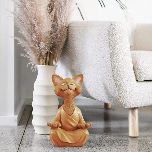 Estátua De Gato Meditando Para Ioga, Estatueta De Gato Zen, - Imagem 8