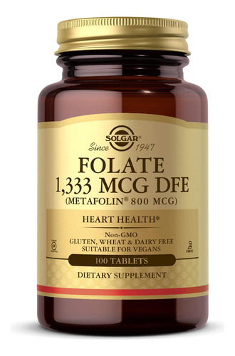 Folato 1.333 Mcg Dfe (metafolin® 800 Mcg) Comprimidos - 100