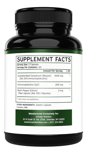Suplemento De Colostro 1000 Mg Por Porção (cápsulas De Colos