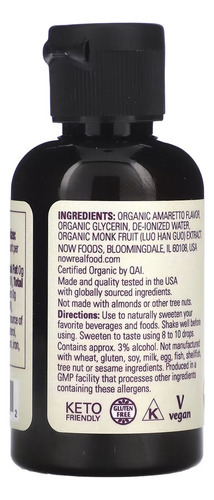 Monk Fruit Amaretto Now Foods Fruta Monge 53ml Importado - Imagem 3