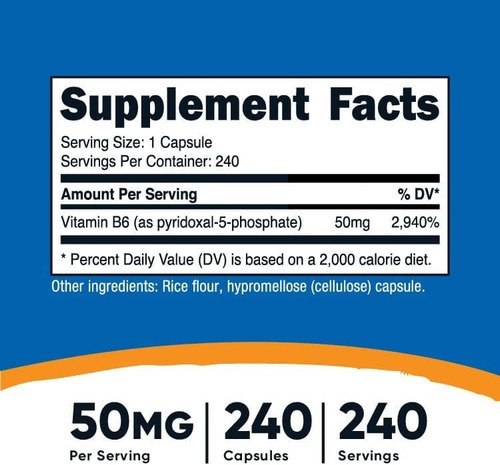 Nutricost P5p Suplemento De Vitamina B6 50mg, 240 Cápsulas ( - Imagem 2