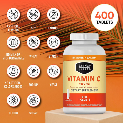 Berkley Jensen 1000 Mg Suplemento De Vitamina C (400 Comprim - Imagem 5