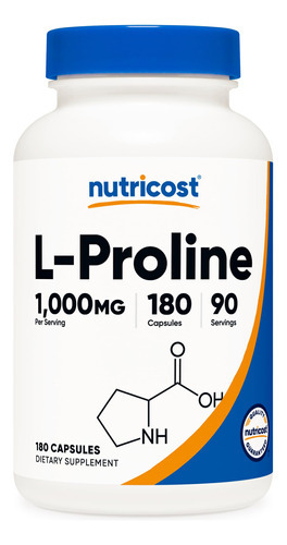 Suplemento Nutricost L-prolina 1000 Mg 180 Cápsulas