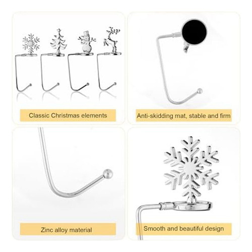 Suporte Meias Natal Metal Xmas Tree Snowflake, 4 Peças - Imagem 2